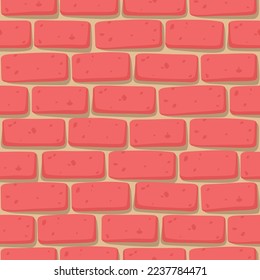 cartoon design red brick wall seamless pattern