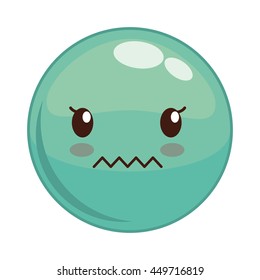 Cartoon design represented by kawaii expression face icon. Colorfull and isolated illustration. Green Sphere