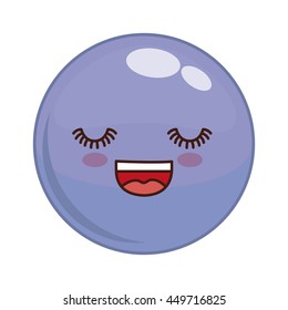 Cartoon design represented by kawaii expression face icon. Colorfull and isolated illustration. Purple sphere