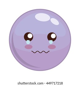 Cartoon design represented by kawaii expression face icon. Colorfull and isolated illustration. Purple sphere