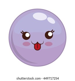 Cartoon design represented by kawaii expression face icon. Colorfull and isolated illustration. Purple sphere