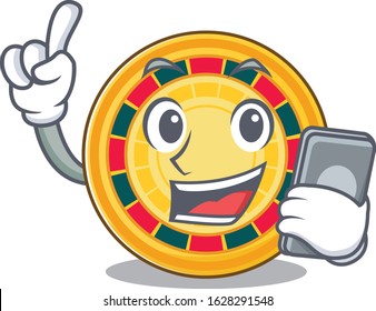 Cartoon design of roulette speaking on a phone