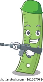 A cartoon design of ruler Army with machine gun