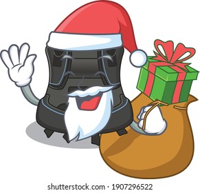Cartoon design of scuba buoyancy compensator Santa having Christmas gift