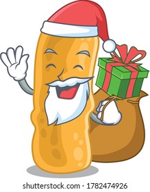 Cartoon design of shigella flexneri Santa with Christmas gift