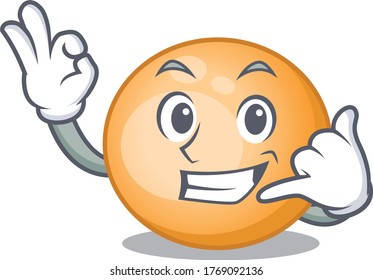 Cartoon design of staphylocuccus aureus with call me funny gesture