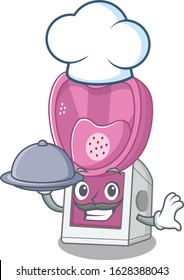 cartoon design of steam inhaler as a Chef having food on tray