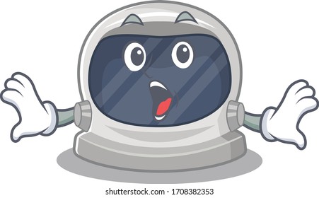Cartoon design style of astronaut helmet has a surprised gesture