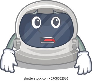 Cartoon design style of astronaut helmet showing worried face