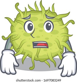 Cartoon design style of bacteria coccus showing worried face
