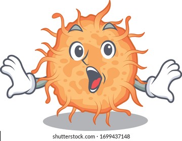 Cartoon design style of bacteria endospore has a surprised gesture