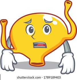 Cartoon design style of bladder showing worried face