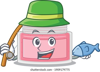 Cartoon design style of body srub ready goes to fishing. Vector illustration