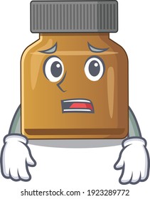 Cartoon design style of bottle vitamin b having worried face