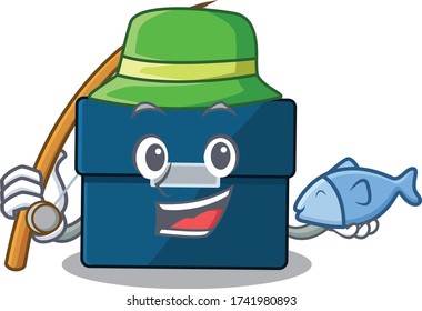 Cartoon design style of business suitcase goes to fishing