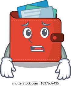 Cartoon design style of card wallet having worried face