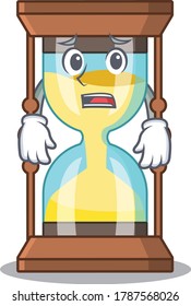 Cartoon design style of chronometer showing worried face