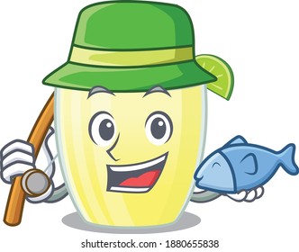 Cartoon design style of daiquiri cocktail goes to fishing