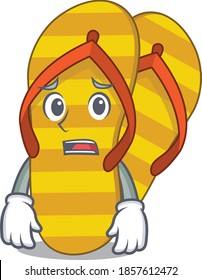 Cartoon design style of flip flops having worried face