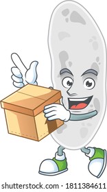 cartoon design style of gemmatimonadetes having gift box. Vector illustration