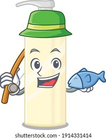 Cartoon design style of hair mask ready goes to fishing. Vector illustration