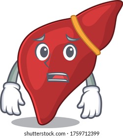 Cartoon design style of healthy human liver showing worried face