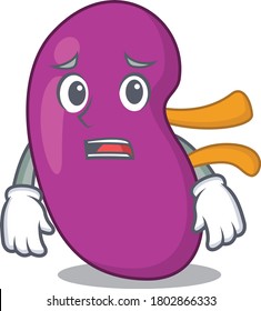 Cartoon design style of kidney having worried face
