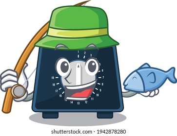 Cartoon design style of kitchen timer goes to fishing