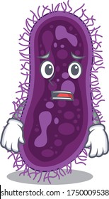 Cartoon design style of lactobacillus rhamnosus bacteria showing worried face