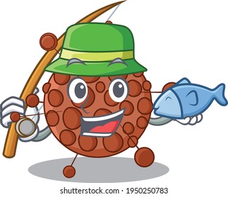 Cartoon design style of neisseria ready goes to fishing. Vector illustration