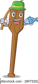 Cartoon design style of oars goes to fishing