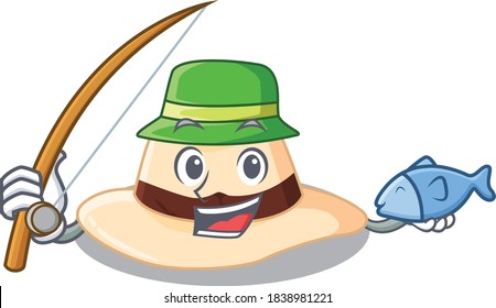 Cartoon design style of panama hat goes to fishing