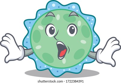 Cartoon design style of pseudomonas aeruginosa has a surprised gesture