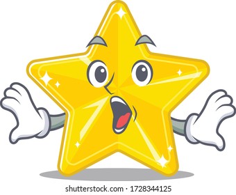 Cartoon design style of shiny star has a surprised gesture