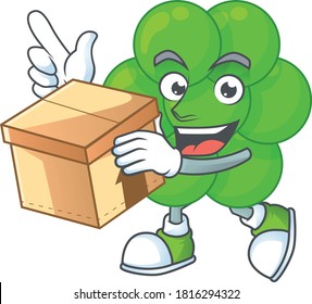 Cartoon Design Stil der Staphylococcus aureus mit Geschenkbox. Vektorgrafik