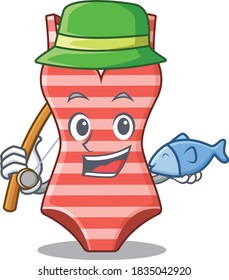Cartoon design style of swimsuit goes to fishing