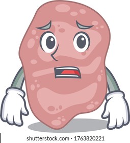 Cartoon design style of verrucomicrobia showing worried face