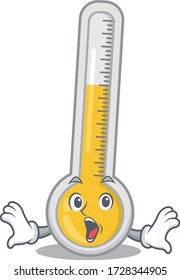 Cartoon Design Stil des warmen Thermometers hat eine überraschende Geste