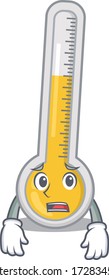 Estilo de diseño de dibujos animados de termómetro cálido que muestra la cara preocupada