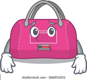 Cartoon design style of woman sport bag having worried face