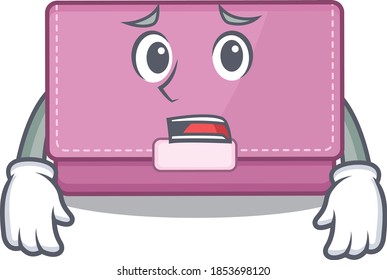 Cartoon design style of womens wallet having worried face