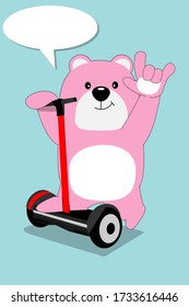 Diseño de caricatura con oso de peluche sobre fondo azul