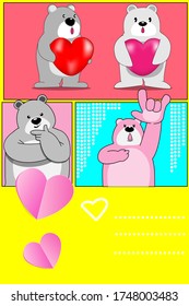 Cartoon design with teddy bear set 