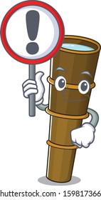Cartoon design of telescope Scroll raised up a sign