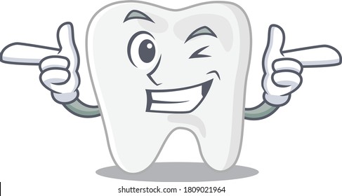 Cartoon Design Of Tooth Showing Funny Face With Wink Eye