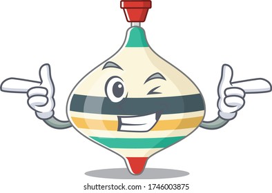 Cartoon design of top toy showing funny face with wink eye