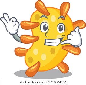 Cartoon design of vibrio with call me funny gesture