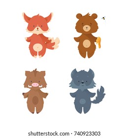Cartoon design wild forest animals set