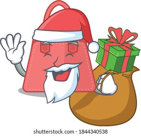 Cartoon design of women handbag Santa having Christmas gift