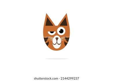 Diseño de dibujos animados, gato amarillo sobre un fondo blanco con sombra abajo, vector, estilo de dibujo moderno.